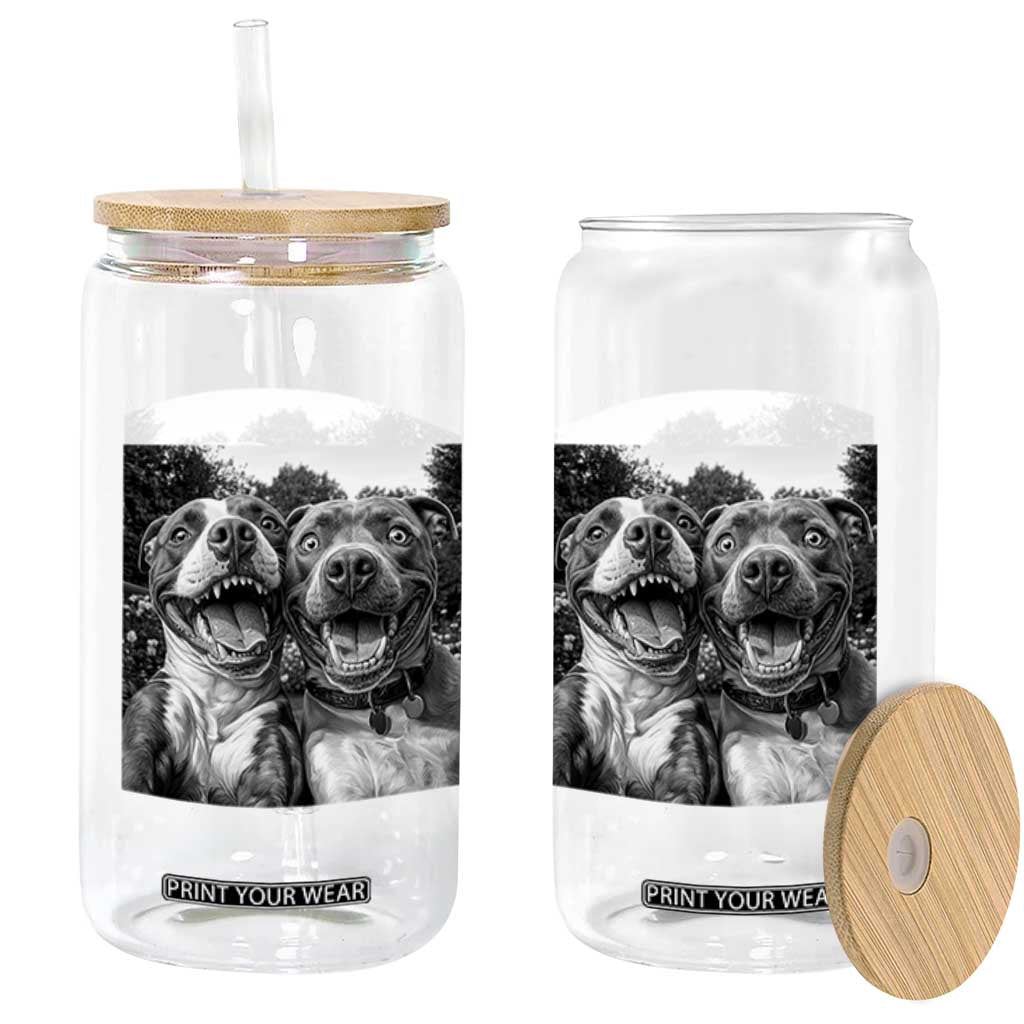 Pitbull Selfie Meme Glass Can Funny Dog Lover Graphic TS12 Print Your Wear
