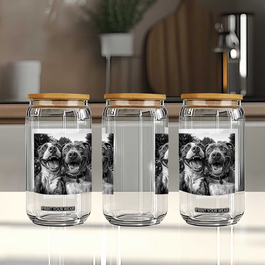 Pitbull Selfie Meme Glass Can Funny Dog Lover Graphic TS12 Print Your Wear