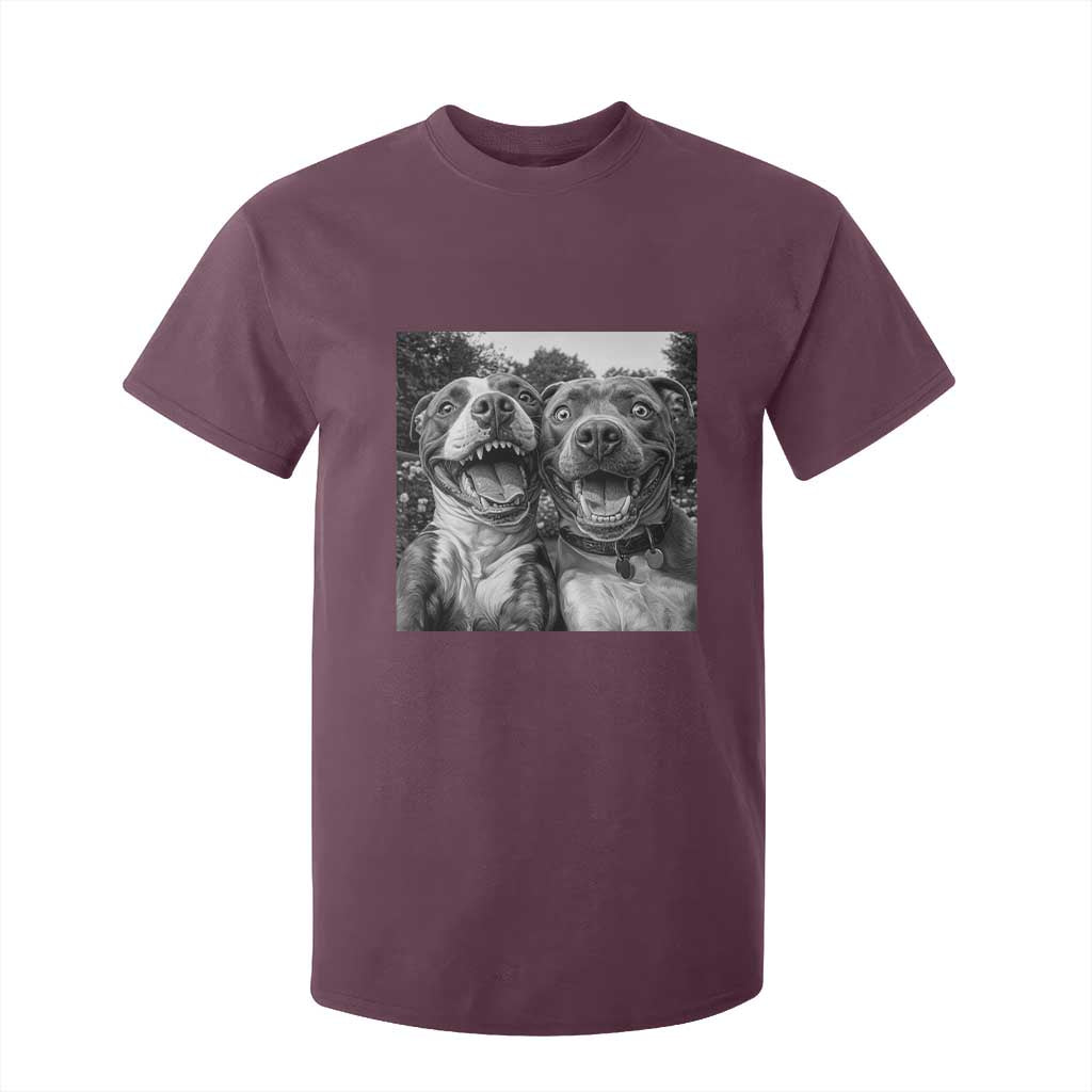 Pitbull Selfie Meme T Shirt For Kid Funny Dog Lover Graphic TS12 Maroon Print Your Wear
