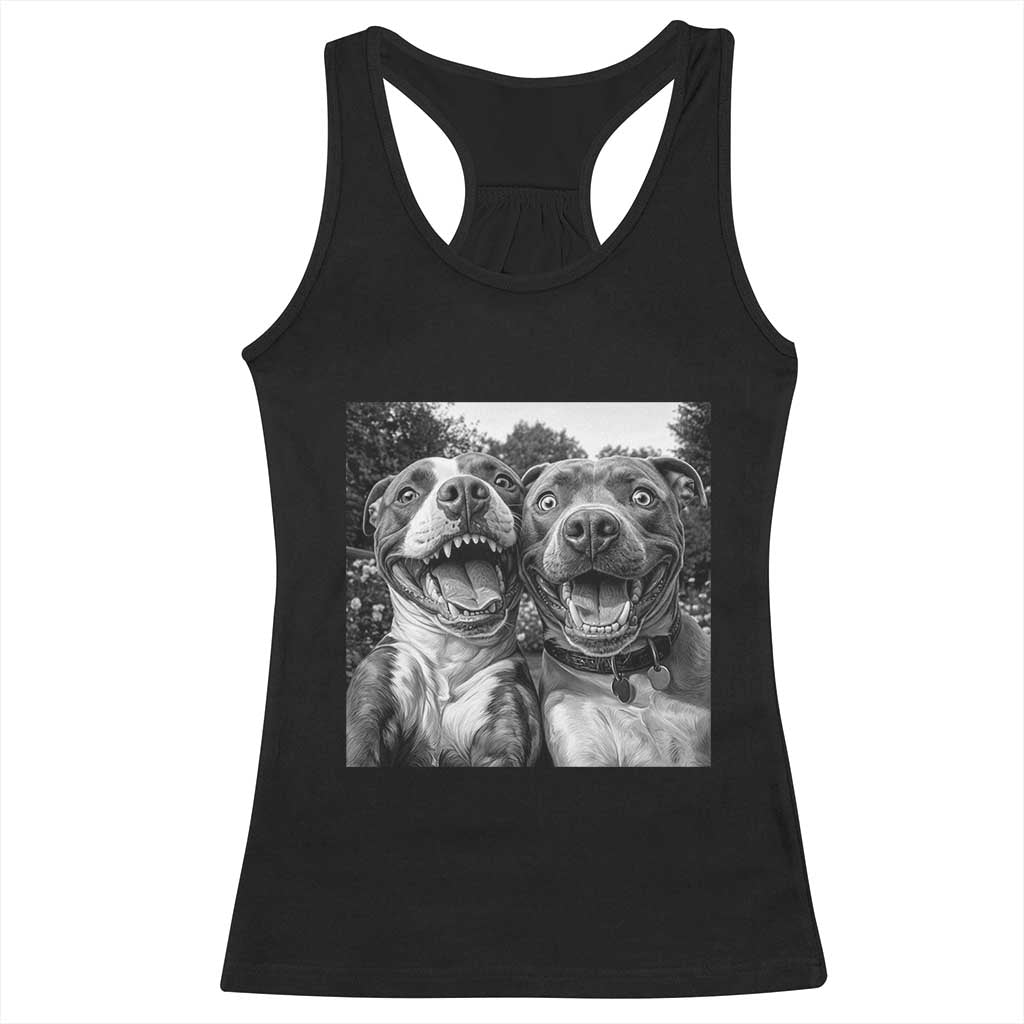 Pitbull Selfie Meme Racerback Tank Top Funny Dog Lover Graphic TS12 Black Print Your Wear