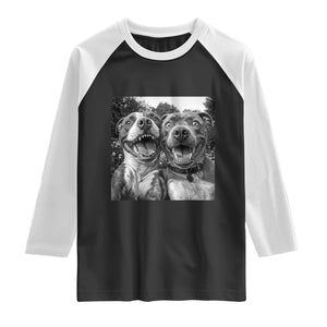 Pitbull Selfie Meme Raglan Shirt Funny Dog Lover Graphic TS12 Black White Print Your Wear