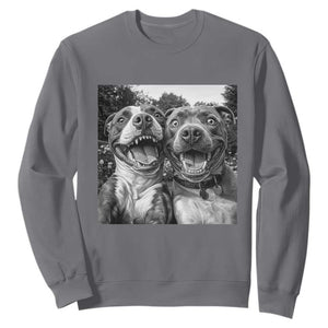 Pitbull Selfie Meme Sweatshirt Funny Dog Lover Graphic TS12 Charcoal Print Your Wear