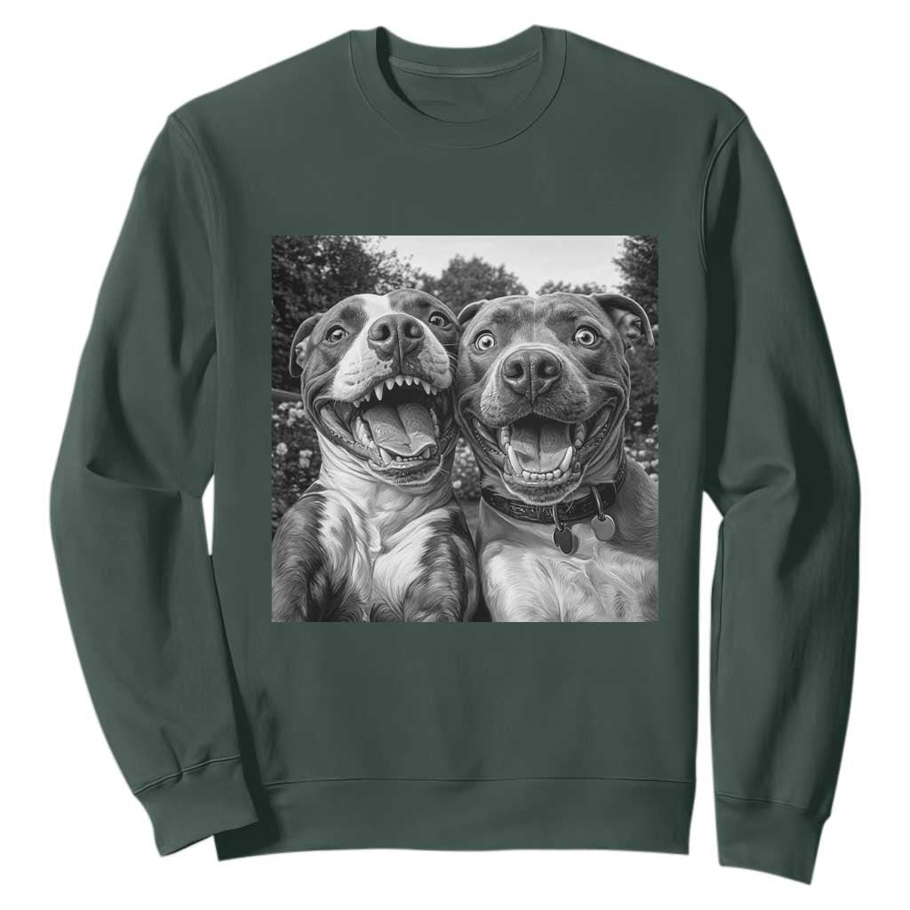 Pitbull Selfie Meme Sweatshirt Funny Dog Lover Graphic TS12 Dark Forest Green Print Your Wear
