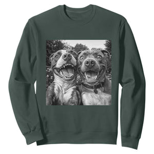 Pitbull Selfie Meme Sweatshirt Funny Dog Lover Graphic TS12 Dark Forest Green Print Your Wear
