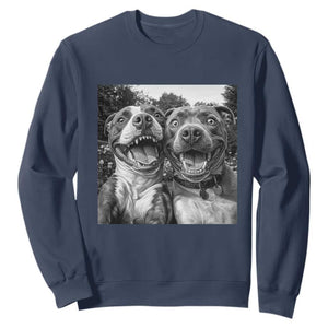 Pitbull Selfie Meme Sweatshirt Funny Dog Lover Graphic TS12 Navy Print Your Wear