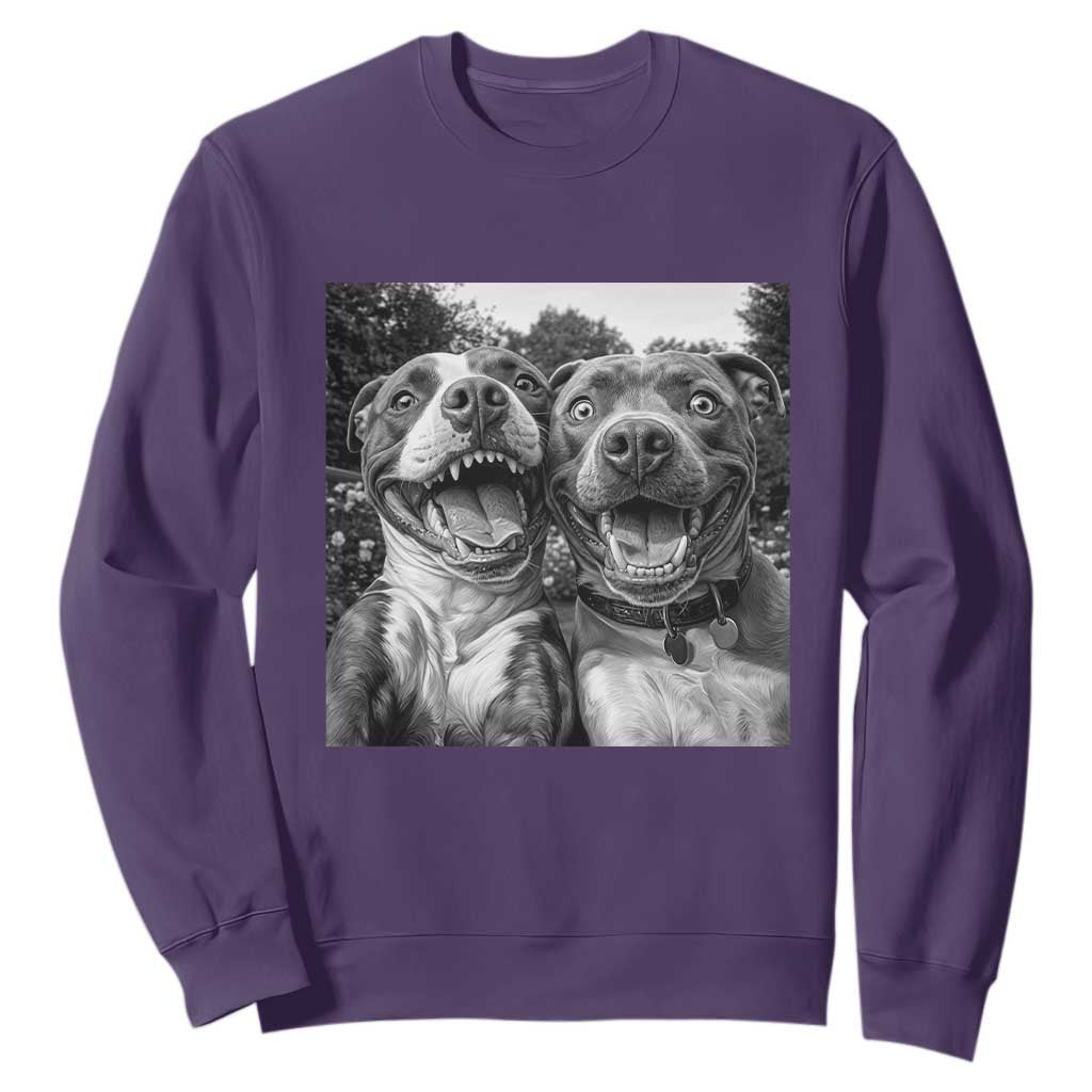 Pitbull Selfie Meme Sweatshirt Funny Dog Lover Graphic TS12 Purple Print Your Wear