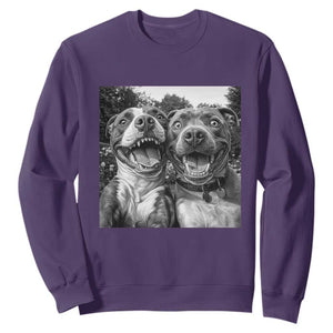 Pitbull Selfie Meme Sweatshirt Funny Dog Lover Graphic TS12 Purple Print Your Wear