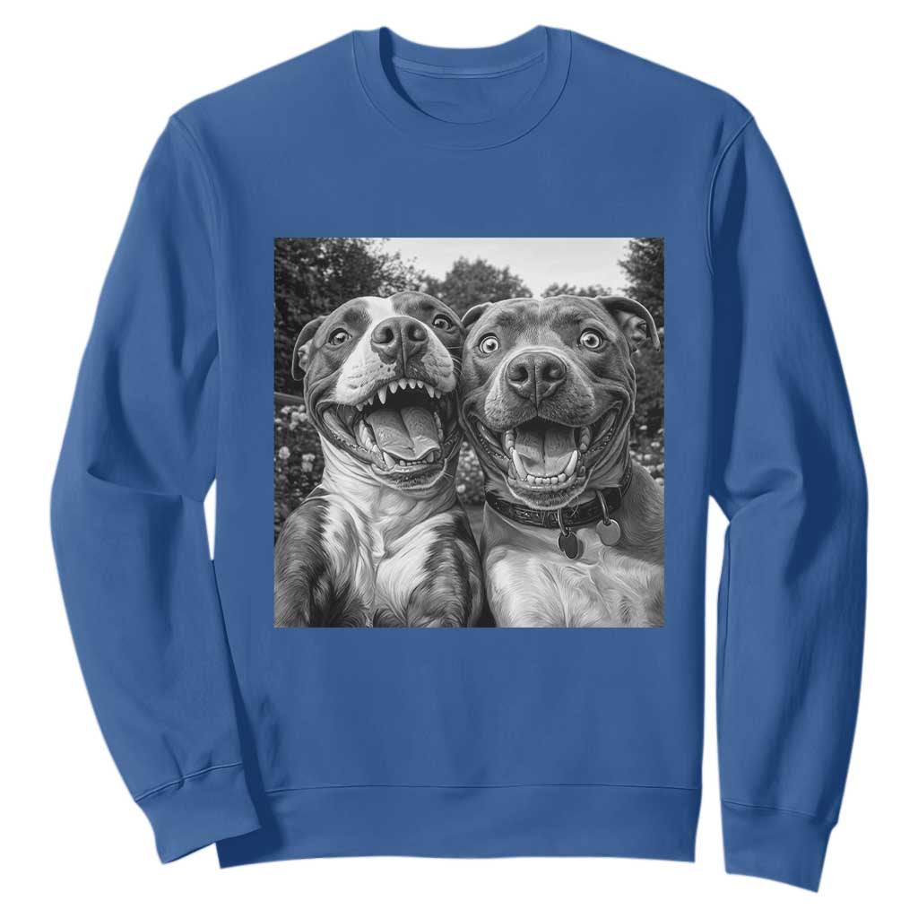Pitbull Selfie Meme Sweatshirt Funny Dog Lover Graphic TS12 Royal Blue Print Your Wear