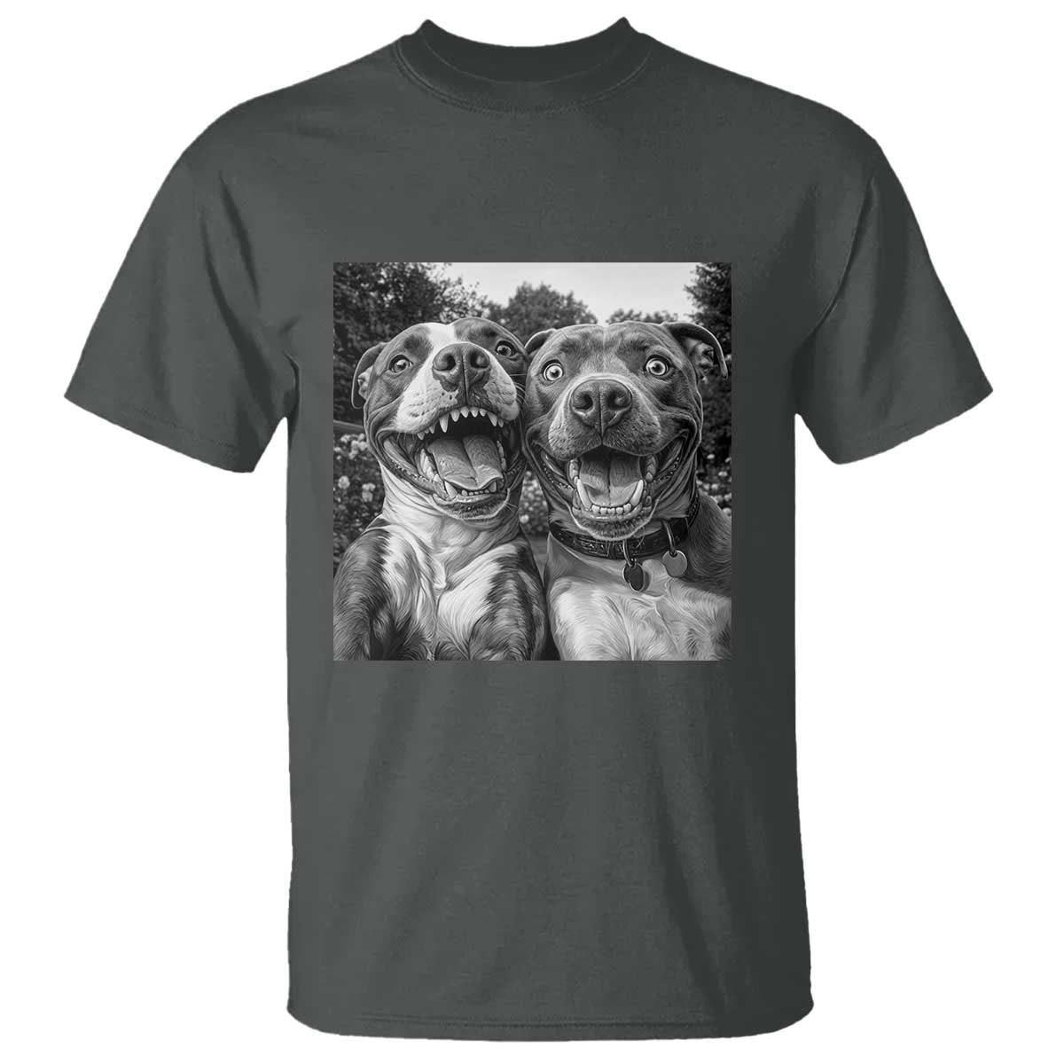 Pitbull Selfie Meme T Shirt Funny Dog Lover Graphic TS12 Dark Heather Print Your Wear