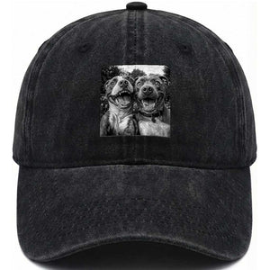 Pitbull Selfie Meme Washed Cotton Baseball Cap Funny Dog Lover Graphic TS12 Print Your Wear