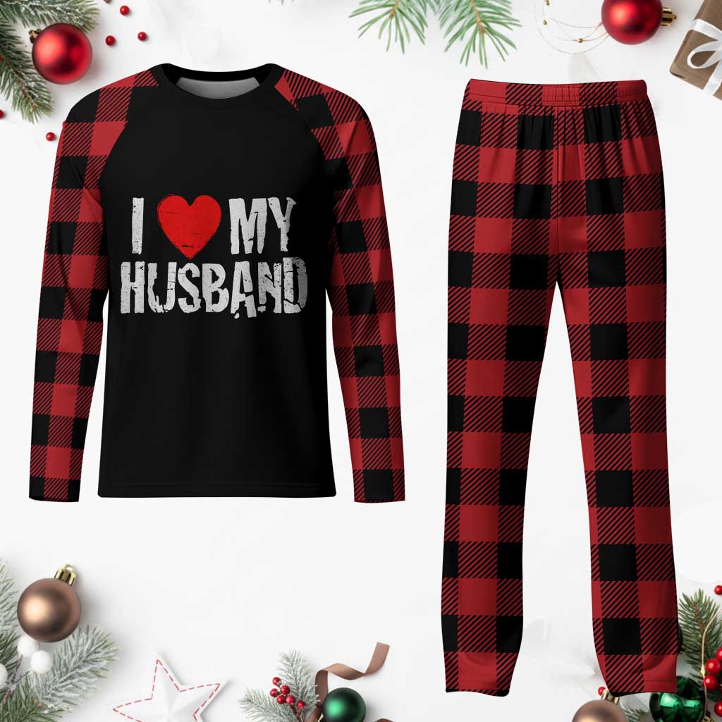 Cool Marriage Humor Gift For Wife Plaid Pajama Set I Love My Husband TS12 Buffalo Plaid Print Your Wear