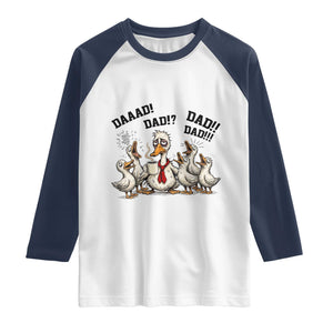 Funny Duck Dad Daaad Dad Dad Raglan Shirt Tired Dad Life Fathers Day Graphic TS12 White Navy Print Your Wear