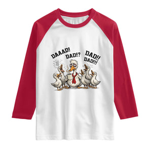Funny Duck Dad Daaad Dad Dad Raglan Shirt Tired Dad Life Fathers Day Graphic TS12 White Red Print Your Wear