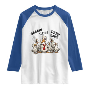 Funny Duck Dad Daaad Dad Dad Raglan Shirt Tired Dad Life Fathers Day Graphic TS12 White Royal Print Your Wear