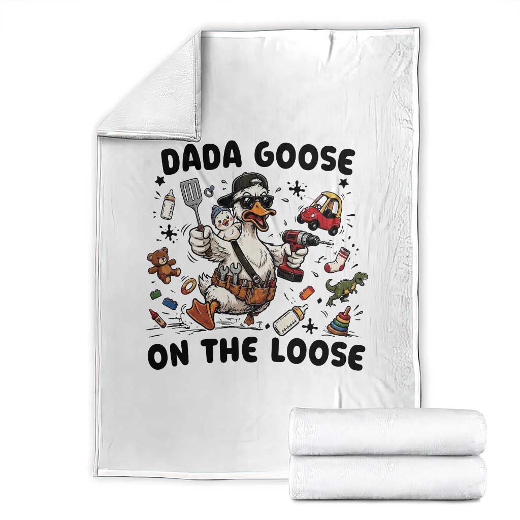 Dada Goose On The Loose Throw Blanket Funny Fatherhood Humor Gift TS12 White Print Your Wear