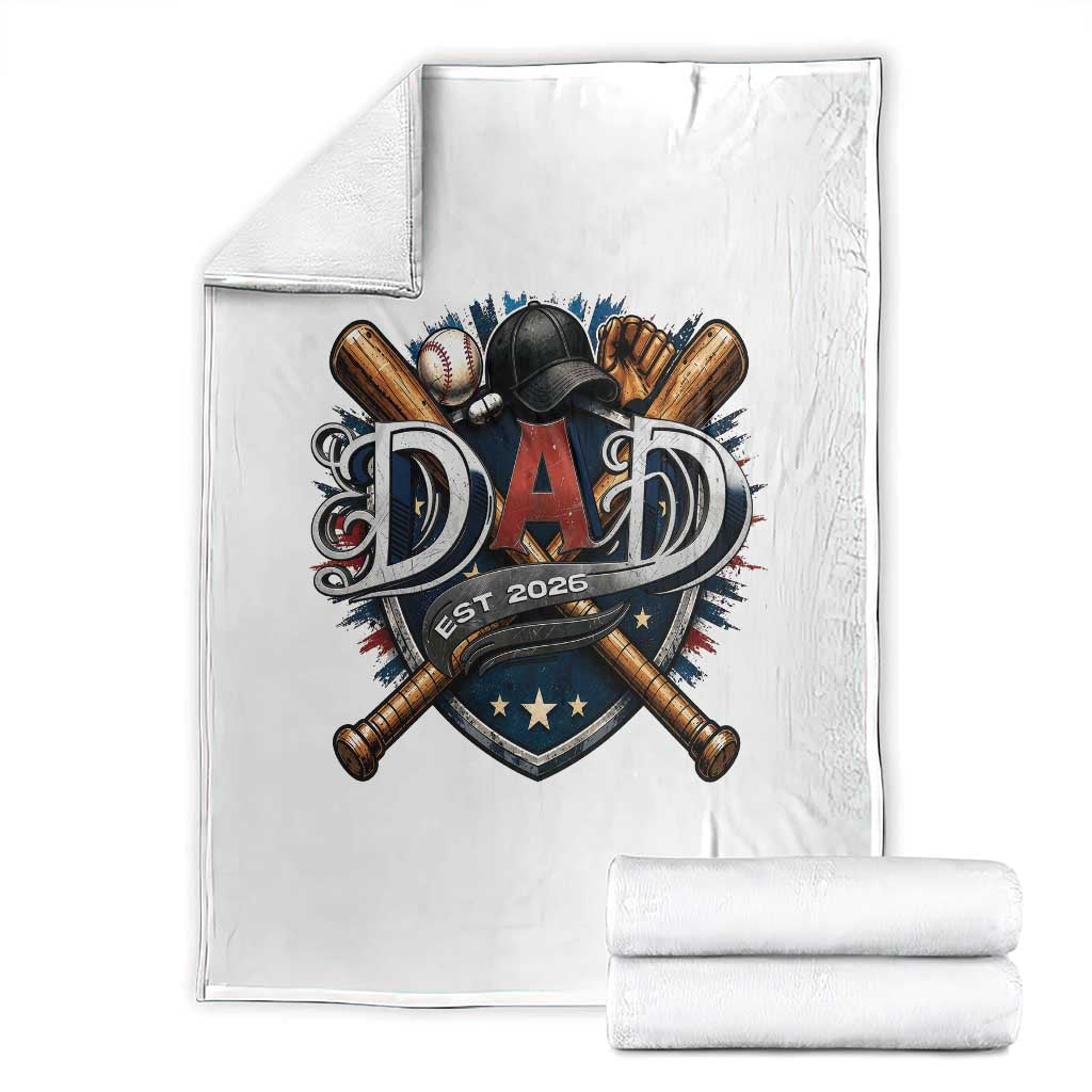 Baseball Dad Est 2026 Throw Blanket New Dad Father's Day Gift TS12 White Print Your Wear