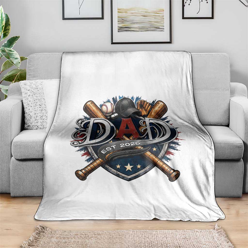 Baseball Dad Est 2026 Throw Blanket New Dad Father's Day Gift TS12 Print Your Wear