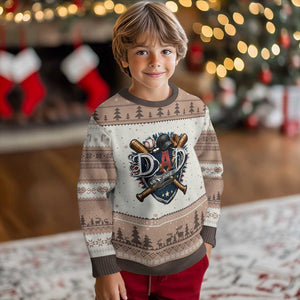 Baseball Dad Est 2026 Ugly Christmas Sweater New Dad Father's Day Gift TS12 Mocha Mousse Print Your Wear