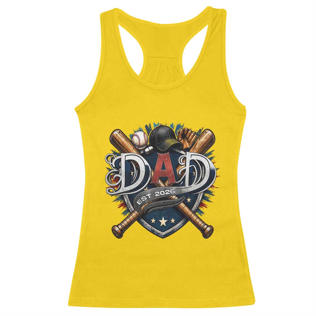 Baseball Dad Est 2026 Racerback Tank Top New Dad Father's Day Gift TS12 Daisy Print Your Wear