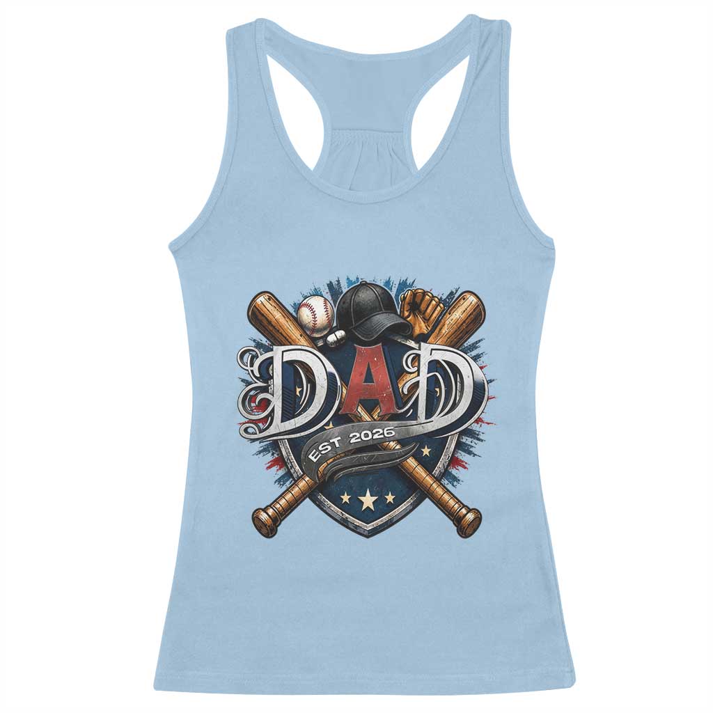 Baseball Dad Est 2026 Racerback Tank Top New Dad Father's Day Gift TS12 Light Blue Print Your Wear