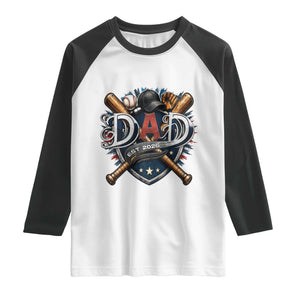 Baseball Dad Est 2026 Raglan Shirt New Dad Father's Day Gift TS12 White Black Print Your Wear