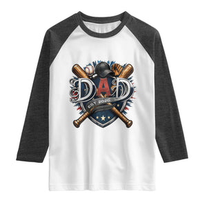 Baseball Dad Est 2026 Raglan Shirt New Dad Father's Day Gift TS12 White Heather Charcoal Print Your Wear