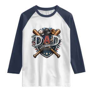 Baseball Dad Est 2026 Raglan Shirt New Dad Father's Day Gift TS12 White Navy Print Your Wear