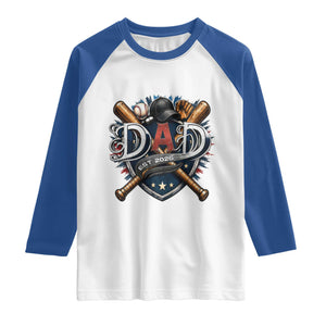 Baseball Dad Est 2026 Raglan Shirt New Dad Father's Day Gift TS12 White Royal Print Your Wear