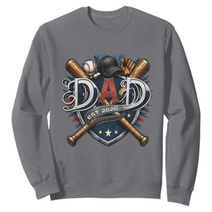 Baseball Dad Est 2026 Sweatshirt New Dad Father's Day Gift TS12 Charcoal Print Your Wear