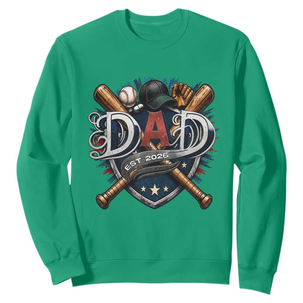 Baseball Dad Est 2026 Sweatshirt New Dad Father's Day Gift TS12 Irish Green Print Your Wear
