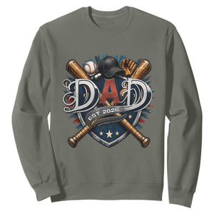 Baseball Dad Est 2026 Sweatshirt New Dad Father's Day Gift TS12 Military Green Print Your Wear