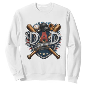 Baseball Dad Est 2026 Sweatshirt New Dad Father's Day Gift TS12 White Print Your Wear