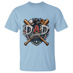 Baseball Dad Est 2026 T Shirt New Dad Father's Day Gift TS12 Light Blue Print Your Wear