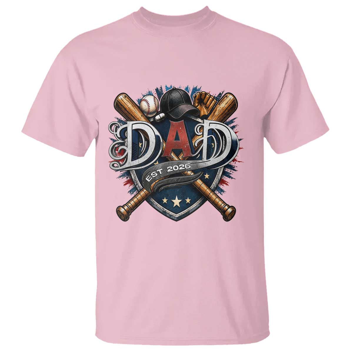 Baseball Dad Est 2026 T Shirt New Dad Father's Day Gift TS12 Light Pink Print Your Wear