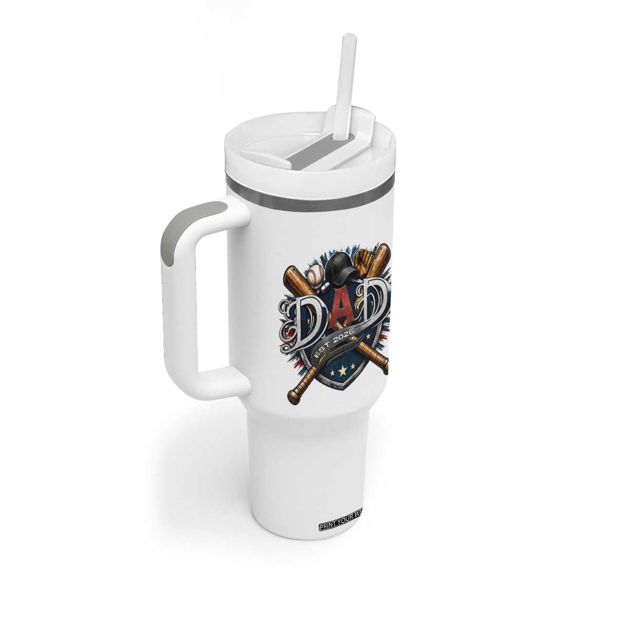 Baseball Dad Est 2026 Tumbler With Handle New Dad Father's Day Gift TS12 Print Your Wear