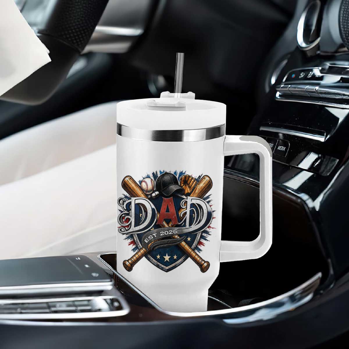 Baseball Dad Est 2026 Tumbler With Handle New Dad Father's Day Gift TS12 Print Your Wear