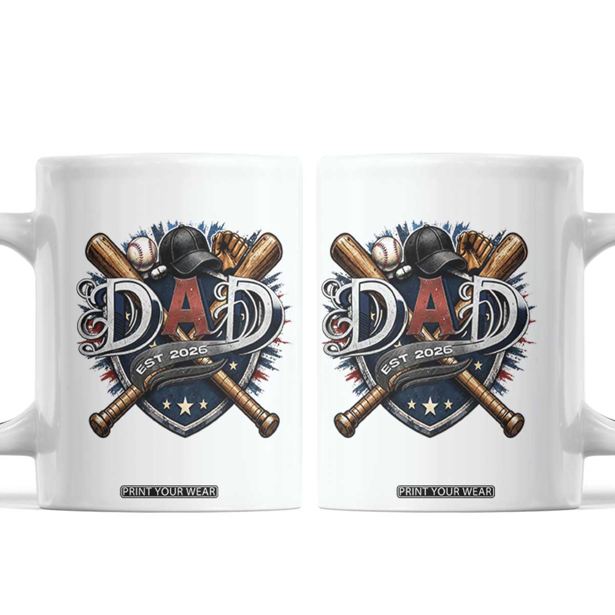 Baseball Dad Est 2026 Coffee Mug New Dad Father's Day Gift TS12 White Print Your Wear