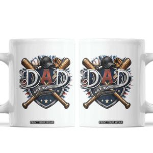 Baseball Dad Est 2026 Coffee Mug New Dad Father's Day Gift TS12 White Print Your Wear