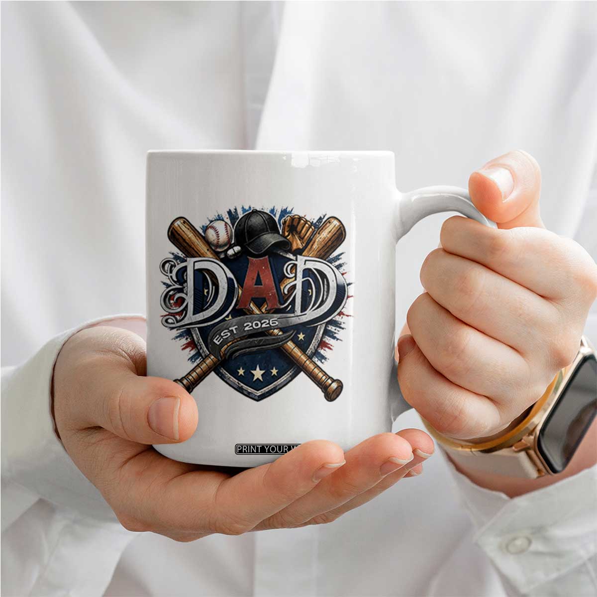 Baseball Dad Est 2026 Coffee Mug New Dad Father's Day Gift TS12 Print Your Wear