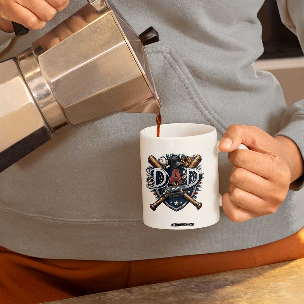 Baseball Dad Est 2026 Coffee Mug New Dad Father's Day Gift TS12 Print Your Wear