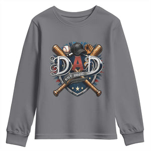 Baseball Dad Est 2026 Youth Sweatshirt New Dad Father's Day Gift TS12 Charcoal Print Your Wear