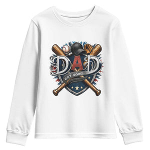 Baseball Dad Est 2026 Youth Sweatshirt New Dad Father's Day Gift TS12 White Print Your Wear