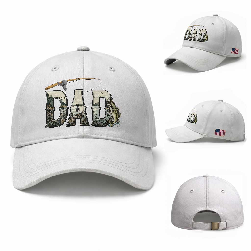 Fishing Dad Baseball Cap Funny Angler Fathers Day Gift TS12 Baseball Cap Universal Fit White Print Your Wear