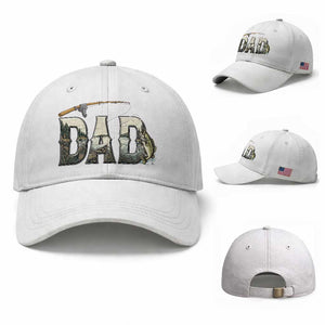 Fishing Dad Baseball Cap Funny Angler Fathers Day Gift TS12 Baseball Cap Universal Fit White Print Your Wear