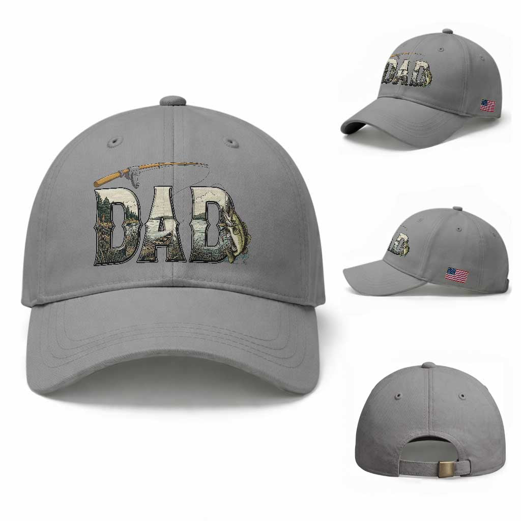 Fishing Dad Baseball Cap Funny Angler Fathers Day Gift TS12 Baseball Cap Universal Fit Sport Gray Print Your Wear