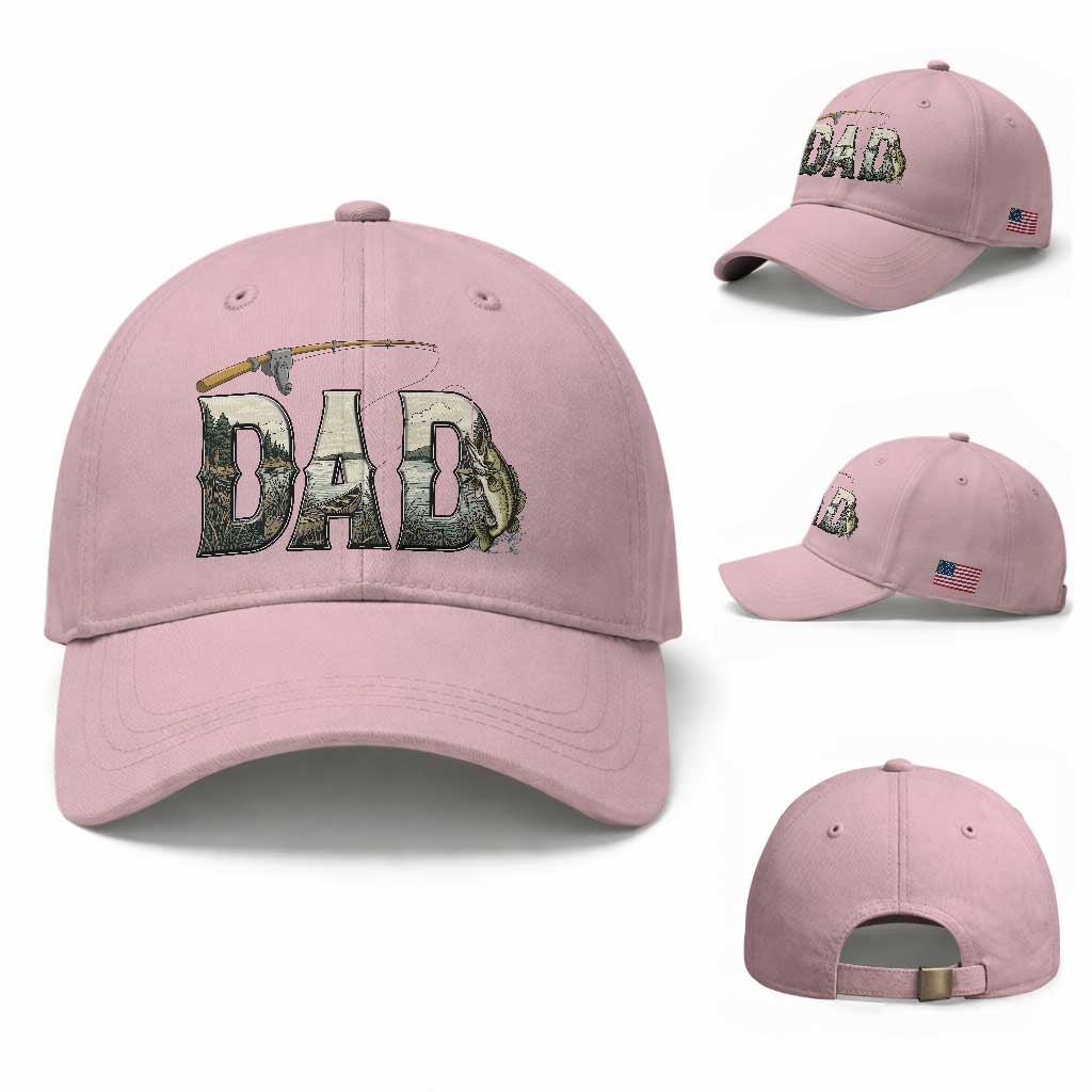Fishing Dad Baseball Cap Funny Angler Fathers Day Gift TS12 Baseball Cap Universal Fit Light Pink Print Your Wear