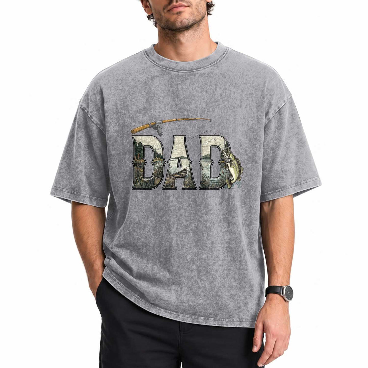 Fishing Dad Washed Cotton T-Shirt Funny Angler Fathers Day Gift
