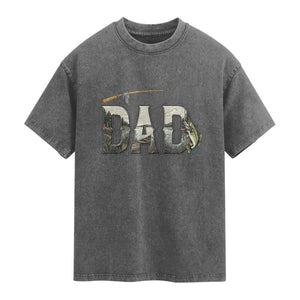Fishing Dad Washed Cotton T-Shirt Funny Angler Fathers Day Gift