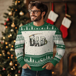 Fishing Dad Ugly Christmas Sweater Funny Angler Fathers Day Gift TS12 Beige Green Print Your Wear