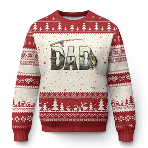 Fishing Dad Ugly Christmas Sweater Funny Angler Fathers Day Gift TS12 Beige Red Print Your Wear